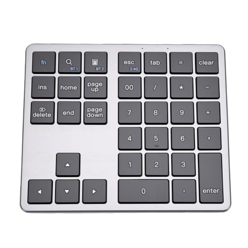 EBTOOLS 35 Key Wireless Number Pad, Bluetooth 5.0 2.4G Dual Mode Rechargeable Numeric Keypad with Scissor Switch, for Laptop PC Desktop (Black) - color: Black
