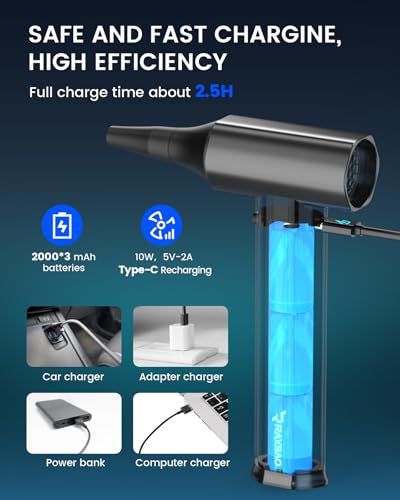 Electric Air Duster, Brushless Powerful Motor, Blower for PC Keyboard, Car | Lightweight Compressed Air Duster, 4-Gear, Metal Body, Turbo Blower Blower Rechargeable for Electronics, Cleaning