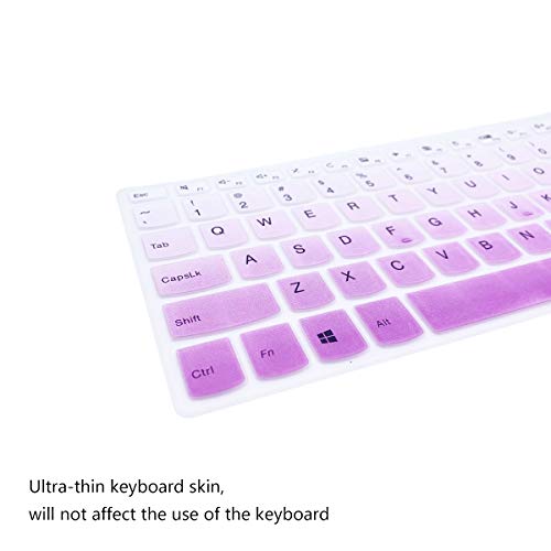 2 Pack Keyboard Cover for Lenovo IdeaPad 3 3i 15.6'' 17.3'' /Lenovo Yoga C740 C940 15.6 /Lenovo Ideapad 320 330 330s 340s 520 S540 720s 130 S145 L340 S340 V330 V130 /ThinkBook 15 Keyboard Skin - color: OmbrePurlple+Clear