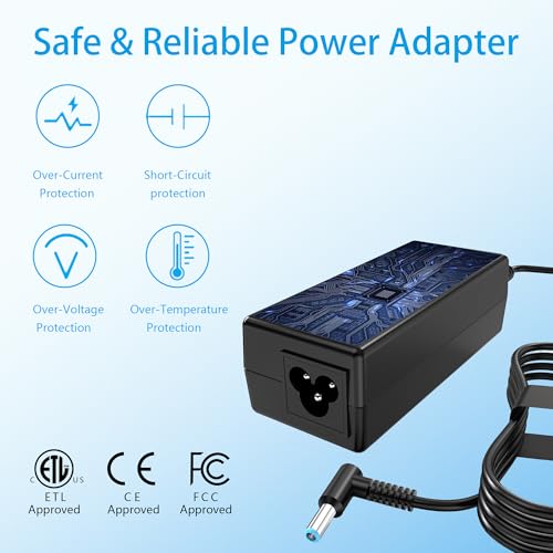 45W Charger Compatible with HP Laptop Charger Blue Tip 4.5mm,741727-001 TPN-C125 HSTNN-LA40 HSTNN-DA40 854054-002 HSTNN-CA40 740015-002 740015-003 740015-004 15-f387wm 15-f272wm 15-f233wm - color: black1