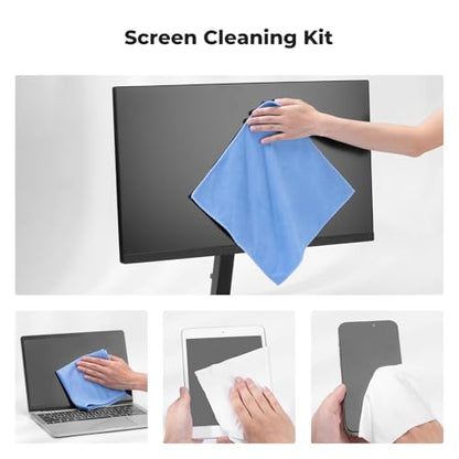 K&F CONCEPT 8-in-1 Screen Cleaning Kit, for Car, Computer, Laptop | with 250ml Cleaning Liquid, 30cm Pearl Towel, 2 Long Vacuum Cleaning Cloths, 4 Cleaning Brushes for TVs Tablets Phone Laptops