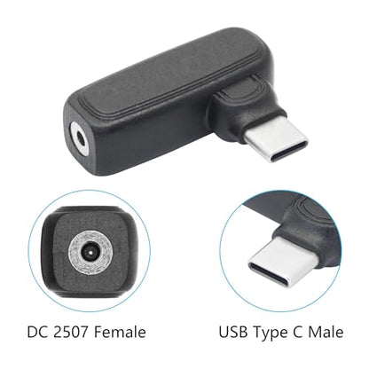 90 Degree 100W DC 2.5mm x 0.7mm Power Adapter, Input 15 - 20.5V, PD Chip | Right Angle DC 2507 Female to USB Type C Male PD Plug, Built in PD Intelligent Chip Quick Identification V/A, for USB C Port - style: DC 2507 Female to USB Type c Male - 100W