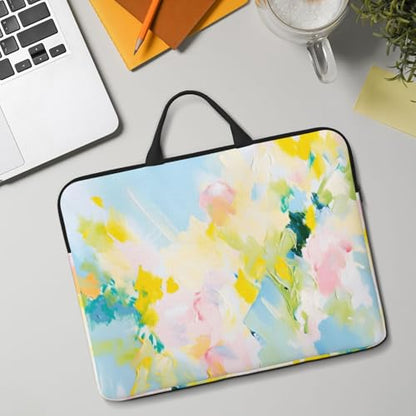Pink and Yellow Paint Graffiti 14 Inch Laptop Sleeve Case，Handheld Waterproof/Shockproof Computer Carrying Bag Suitable for Daily Travel/Tourism/Business Trips, etc - color: Pink And Yellow Paint Graffiti