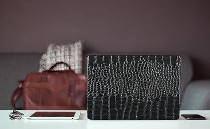 Crocodile Case for MacBook Air 13 inch 2026 M5, 2022-2025 M4/M3/M2 | Model A3449 A3240 A3113 A2681, Texture Crocodile Aligator Skin Snakeskin PU Leather Hardshell & Keyboard Cover, Shiny Black - color: # Shiny Black Crocodile