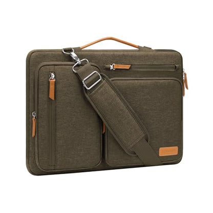 MOSISO 360 Protective Laptop Shoulder Bag, 17-17.3 inch Computer Bags | Compatible with MacBook, HP, Dell, Lenovo, Asus Notebook, Side Open Messenger Bag with 4 Zipper Pockets&Handle, Carob Brown - color: Carob Brown, size: 17.3 inch