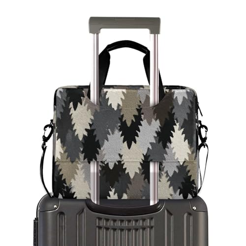 Laptop Zipper Case Portable Crossbody Messenger with Handle and Shoulder Strap 15.6 inch Tablet Briefcase Carrying Bag Abstract Pattern Gray