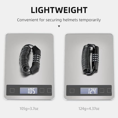 ROCKBROS Helmet Lock, Retractable 4 Digit Cable Lock for Bikes | Retractable cable design; 4 digit combination lock; Secures helmets, bikes, strollers and luggage - style: Straight