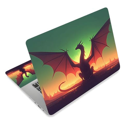Aesthetic Laptop Skin Cover,12-15.6 Inch Universal Vinyl Sticker Decal,Waterproof Scratch-Resistant Notebook Wrap,Removable Residue-Free Protector,Dragon Silhouette Sunset - color: Dragon Silhouette Sunset