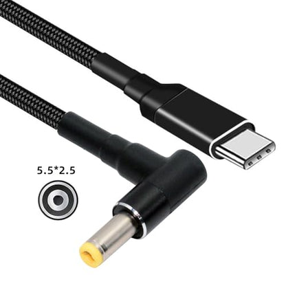 USB-C 100W 20V Input to DC 5.5 * 2.5mm PD Power 65W Output Charge Cable Support QC PD Type-C for Laptop (1.8m) - style: 5.5x2.5mm
