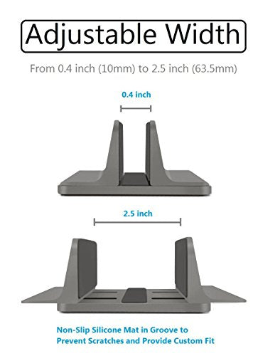 Vertical Laptop Stand for Desk [Adjustable] Sturdy Aluminum Dock Fits All Laptops (up to 20.3 inches) Space Saving, Modern Compact Holder, Compatible with MacBook Pro/Air, Surface, HP, Dell (Gray) - color: Gray