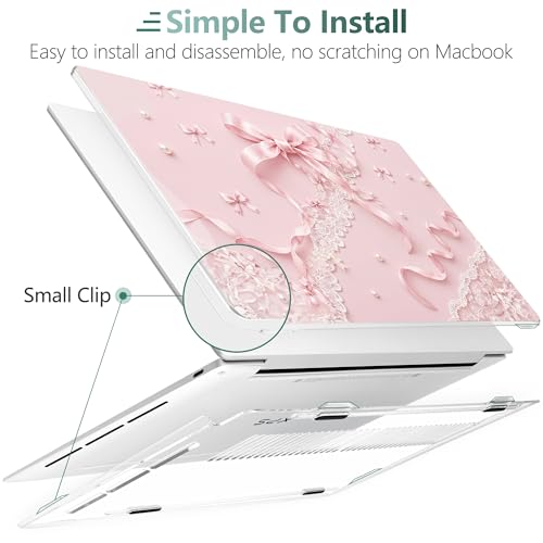 Batianda Coquette Ribbon Case for Dell XPS 13 Laptop 2024 2025 | Fits Model Number 9340/9345/9350 13.4" Display, Slim Hard Shell, Lightweight Scratch-Resistant with Professional Protection - color: Coquette Ribbon