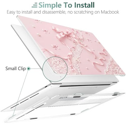 Batianda Coquette Ribbon Case for Dell XPS 13 Laptop 2024 2025 | Fits Model Number 9340/9345/9350 13.4" Display, Slim Hard Shell, Lightweight Scratch-Resistant with Professional Protection - color: Coquette Ribbon