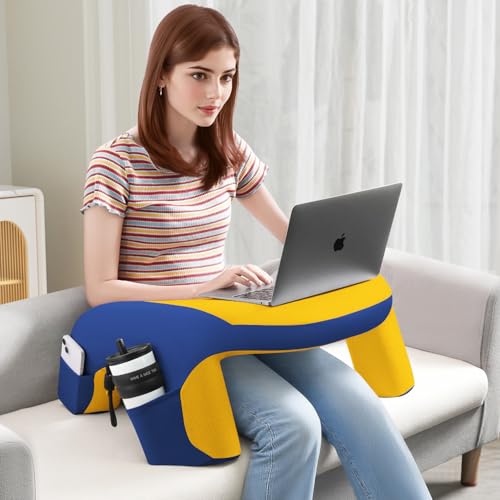 Reading Pillow, Gaming Pillow for Lap, Bed Desk for Laptop and Writing, Memory Foam Lap Desk for Reading, Working, Playing Steam Deck Switch or Sitting in Bed, Floor Sofa- Yellow - color: Yellow
