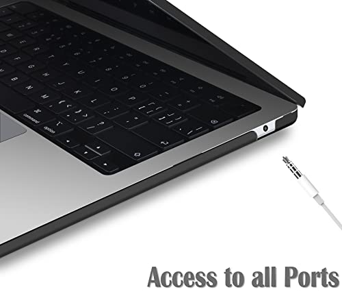 UESWILL Compatible with MacBook Air 13 inch M5 M4 M3 M2 Case 2022-2026 Model A3449 A3240 A3113 A2681, Matte Hard Shell Case Cover for MacBook Air 13.6 + Microfiber Cloth, Black - color: Black, size: MacBook Air 13" (M2 M3 M4 M5)