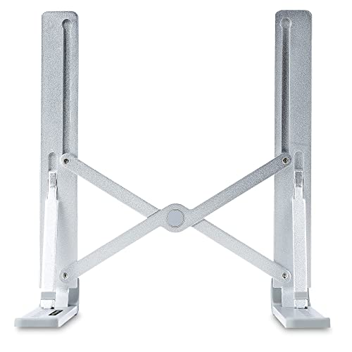 StarTech.com Foldable Laptop Riser Stand, Portable Height Adjustable Ergonomic Laptop Stand, Ventilated Aluminum Frame Supports 22lb (10Kg), Tilt/Raised/Angled Laptop/Tablet Stand (Laptop-Riser-BAR)