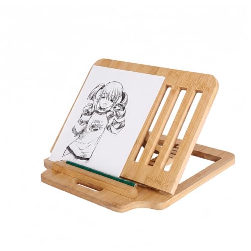 Bamboo Foldable Laptop Stand Holder, 6-Level Adjustable Ergonomic Notebook Riser with Heat Dissipation for 10-17 Inch Laptops, MacBook, Tablet (Natural Bamboo) - color: Natural Bamboo