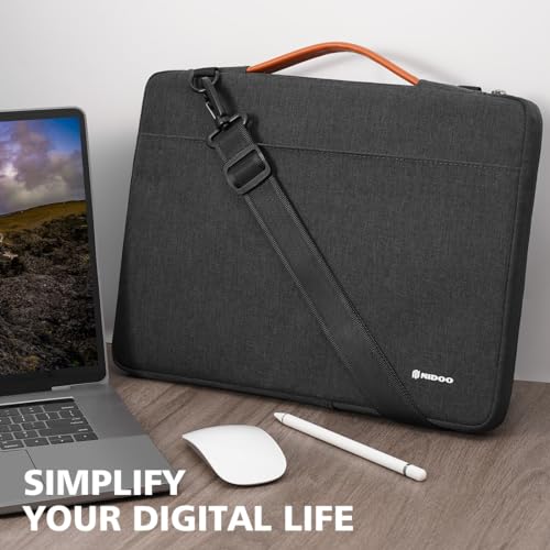 NIDOO 14 inch Laptop Sleeve Case Shoulder Bag Protective Carrying Handbag for 15" MacBook Air M2 2023/15" Surface Laptop 3 4/14" ThinkPad P14s T14 T14s L14 Gen 2/14" Acer Chromebook Spin 514 - color: Dark Gray - Shoulder, size: 14 inch