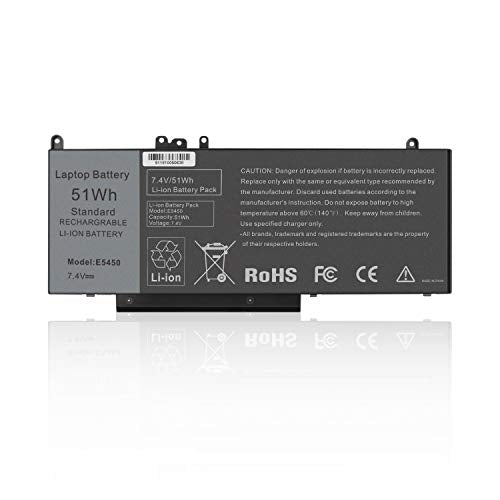 TREE.NB G5M10 Battery for Dell Latitude 14 E5450 5450 15 E5550 5550 12 E5250 5250 3150 3160 3550 Series, 15.6 inch, 0WYJC2 8V5GX R9XM WYJC2 1KY05 451-BBLN 451-BBLL 451-BBLK - size: 9.09x3.93x0.24inch G5M10