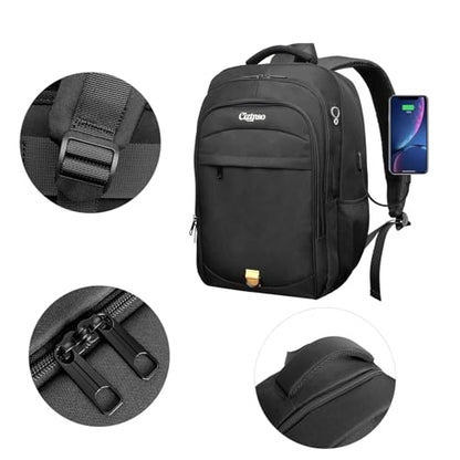 Durable 15.6 Inch Laptop Backpack, Anti-Theft Business Travel Backpack with USB Charging & Multiple Compartments, Water-Resistant Expandable Computer Bag for College and Work - Black