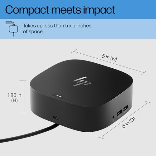 HP USB-C Dock G5-11-in-1 Adapter for Both USB-C and Thunderbolt-Enabled Laptops, PCs, & Notebooks - for Charging, Networking, or Data Transfers - Great for Secure & Remote Management,Black - style: G5