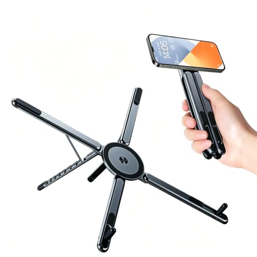 Foldable Laptop Stand, Portable Travel Workstation, Aerospace-Grade Aluminum, Multi-Purpose for Laptop, Tablet and Phone, Stepless Angle Adjustment