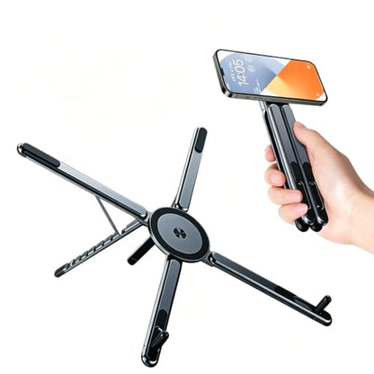 Foldable Laptop Stand, Portable Travel Workstation, Aerospace-Grade Aluminum, Multi-Purpose for Laptop, Tablet and Phone, Stepless Angle Adjustment