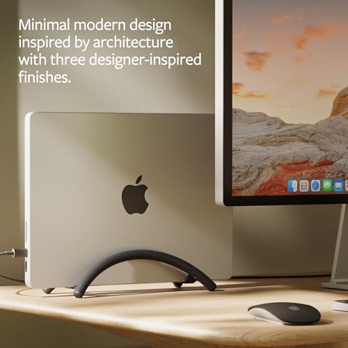 Twelve South BookArc Flex Vertical Laptop Stand – Space-Saving MacBook Stand, Adjustable Holder for Desk, Single Slot Dock for Monitor Display, Non-Slip, Upright Storage, Black