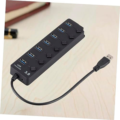 HOMSFOU Multi-Function USB Splitter Hub 7-Port Usb3.0 Hub for Laptop Pc Overcurrent Short-Circuit Protection