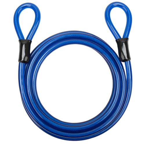 12mm Heavy Duty Security Cable with Looped Ends, Braided Steel Bike Lock Cable for Bicycle, Motorcycle & Outdoor Equipment Protection, Flexible Vinyl Coated Anti-Theft Cable - color: Blue, size: 10FT