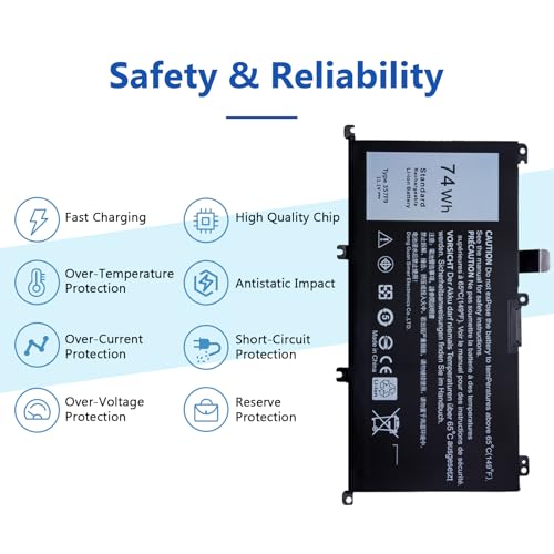DJW 74W 357F9 Battery for Laptop Dell Inspiron 15 7000 Gaming 7559 7566 7567 7557 i7559 Series 15 5000 5576 5577 Series P57F 71JF4 071JF4 P65F P65F001 0GFJ6 0357F9 - size: 357F9