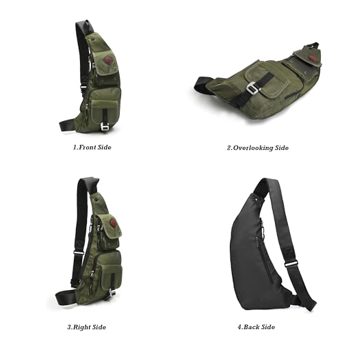 NICGID Sling Bag Chest Shoulder Backpack Crossbody Bags Casual Daypack for Men Women - color: Army Green-2