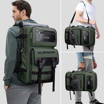 WITZMAN Travel Backpack for Men Duffle Bags Fits 17 Inch Laptop | Nylon Water-resistant 3-in-1 Carry on Backpack Airline Approved, Large Convertible Overnight Rucksack, B685 Army Green - color: Army Green