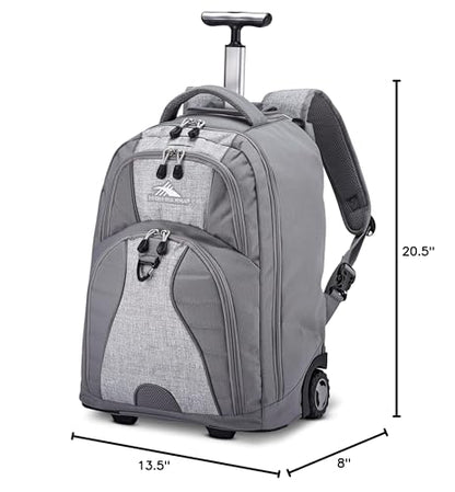 High Sierra Freewheel Wheeled Laptop Backpack, Silver Heather, 20.5 x 13.5 x 8-Inch - color: Silver Heather