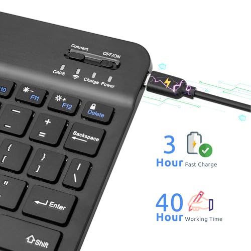 Rechargeable Keyboard Wireless Ergonomic Compact Wireless Lightweight | Ultra Slim Compact Keyboard for Smartphones Tablet Laptop PC - color: Black