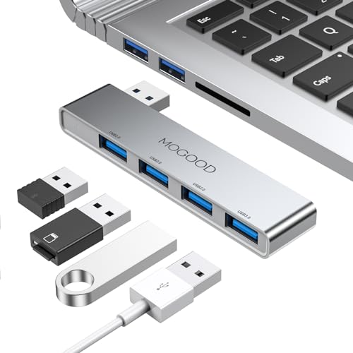 USB Hub 3.0 Splitter for Laptop, 4 in 1 Multiport Adapter Left Side | USB Port Expander Data Hub 1 USB 3.0 and 3 USB 2.0 for Laptop, PC, MacBook, Mac Pro, Mac mini, iMac, Surface Pro - color: Silver-Left, size: Left Side Version