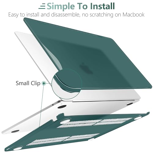 MEEgoodo for MacBook Air M5/M4/M3/M2 13 inch Case 2026-2022, Fit Model A3449/A3240/A3113/A2681, Glossy Case for MacBook Air 13.6 inch with TPU Keyboard & Webcam Cover & OTG Adapter, Deep Teal - color: Deep Teal