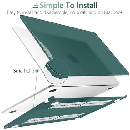 MEEgoodo for MacBook Air M5/M4/M3/M2 13 inch Case 2026-2022, Fit Model A3449/A3240/A3113/A2681, Glossy Case for MacBook Air 13.6 inch with TPU Keyboard & Webcam Cover & OTG Adapter, Deep Teal - color: Deep Teal