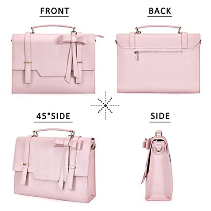 ECOSUSI Laptop Messenger Bag Women Briefcase 15.6 inch Laptop Satchel Handbags - color: Pink