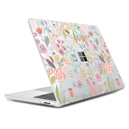 Case Compatible with 13.8" Microsoft Surface Laptop 7 Windows 11 PC 2024 Release Model 2036, Plastic Hard Shell Case + Keyboard Cover + Screen Protector + Webcam Cover, Pink Flower - color: Pink Flower