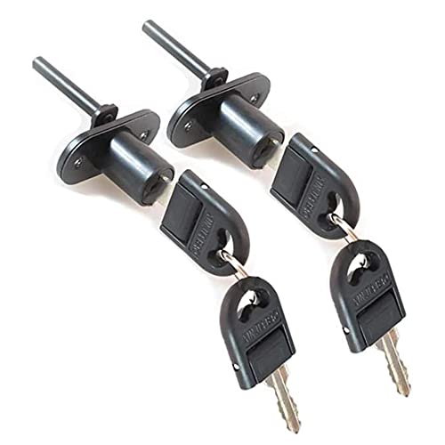HOWDIA 2 Pcs Drawer Lock Cabinet Locks with Keys, Zinc Alloy Desk Locks File Cabinet Lock for Furniture Locker Showcase, Locking Rod Length 40mm, Cylinder Diameter 16mm (Black, Keyed Different) - size: 16mm - Keyed Different
