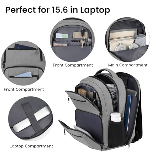 BIKROD Backpack for Men and Women, School Backpacks Water Resistant Back Pack, TSA Travel Backpack, Business Anti Theft Sturdy Computer Bag Gifts Fits 17.3 Inch Laptop, Grey - color: Grey, size: 17.3 Inch