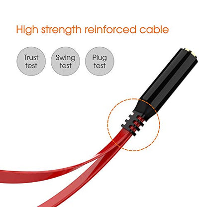 Maeline Headphone Splitter Adapter for Computer 3.5mm Female to 2 Dual 3.5mm Male Headphone Mic Audio Y Splitter Cable Smartphone Headset to PC Adapter (2 Pack, Red)