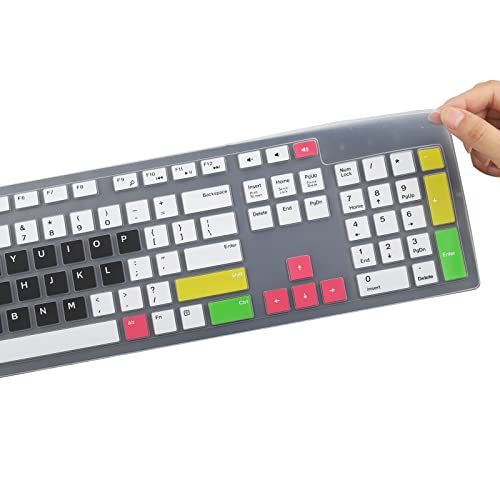 Keyboard Cover Skin for Dell KM636 KB216 KB216t KB216d KB216p Wired & Wireless Keyboard, Dell Optiplex 5250 3050 3240 5460 7450 7050, Dell Inspiron Desktop 24" 27" 5400 5490 7700 7790 3475 3670 3477 - color: Candy Black