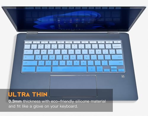 Keyboard Cover Skin for HP Chromebook 14 Laptop 14a-na 14a-ne 14a-ca 14a-na0226nr 14a-ne0013dx 14a-na0021nr 14a-na0031wm 14a-ca0030wm 14a-ca0023nr, HP Chromebook 14A G5 Keyboard Protector, Ombre Blue - color: Ombre Blue