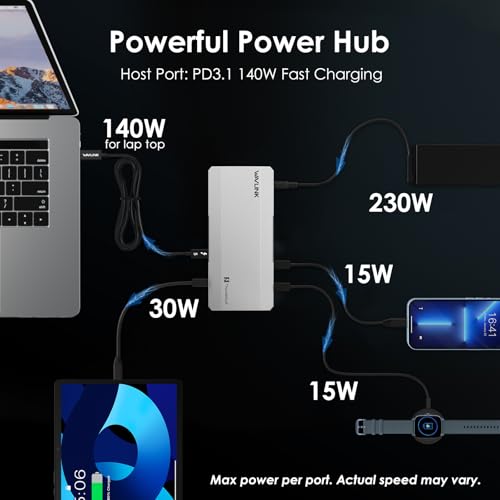 WAVLINK Intel EVO Certified TBT5 Dock, 120Gbps, 140W PD, 8K, USB-A, Cooling | Thunderbolt 5 Docking Station hub TB5 Dock 8K Display 140W Max Charging 4X USB-A 3.2 TBT 5/4 Laptops laptop cooling system
