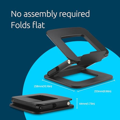 Kensington SmartFit EQ Adjustable Laptop Stand for Desk, Foldable Portable Notebook Holder, Anti-Slip Silicone Tablet Mount for 13"-16" Laptops and Tablets, Black K50427NA