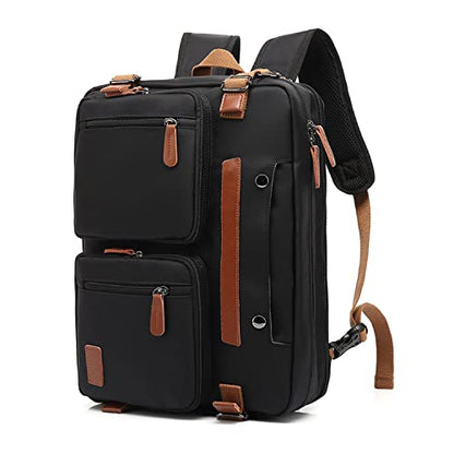 Laptop Backpack for Men Travel Business Fits up to 17.3-inch Computer Convertible Computer Case Carrying Shoulder Messenger Tote Briefcase Sleeve Extra Large Work Business Black Purse Laptop Bag - color: Black-m01