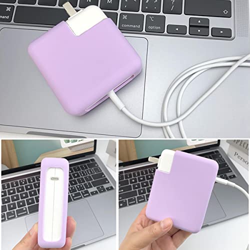 for MacBook Pro 16 inch 2026 M5 A3428 A3429 140W Power Adapter Cover, 140W Soft Silicone Charger Case Sleeve for Mac Pro 16 A3403 A3186 A2991 A2780 A2485 2021-2024 M4 M3 M2 M1, Pink Purple - color: Pink Purple