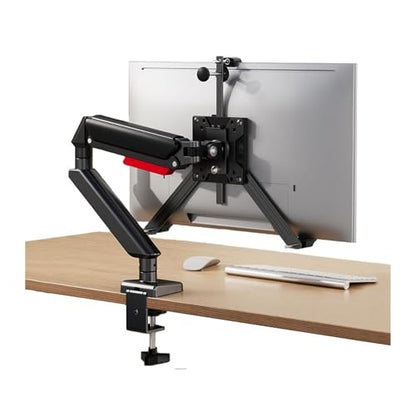 Monitor Stand Single Monitor Mount Arm with Mounting Adaptor Brackets, Fit Max 32”Screens Without Mounting Holes, Adjustable Gas Spring Single Monitor Desk Mount Monitor Stand Desk arm