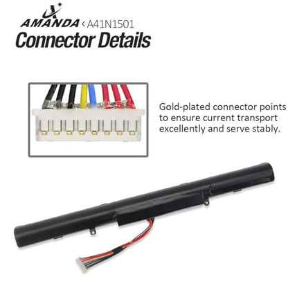 AMANDA A41N1501 Battery 15V 48Wh Replacement for ASUS ROG G752VW GL752VL GL752VW N752VW N552V N552VX N752V Series A41LK9H L41LK2H 0B110-00360000 0B110-00360100